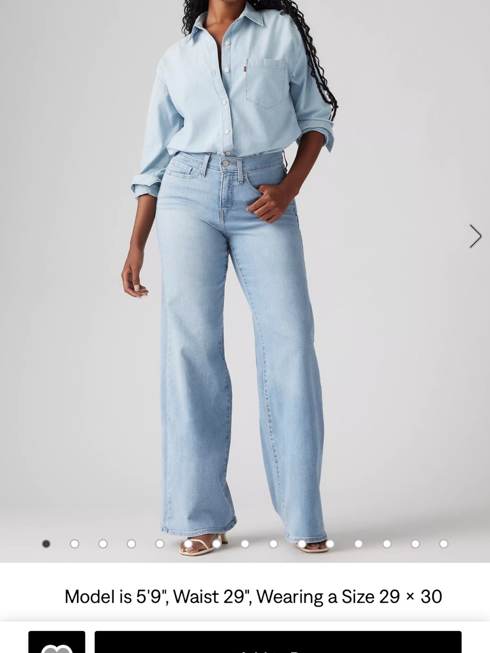 Levi’s High-Rise 318 Shaping Wide Leg Jeans in Light Blue
